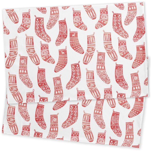 Norwegisches Weihnachtsgebäck-Strumpf Kissenbezug (Nordic Stockings red and white holiday pillow cases)