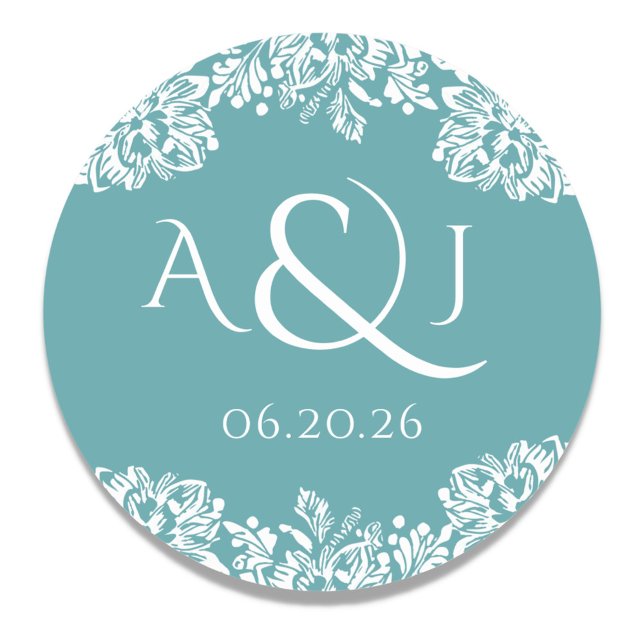 Norwich Classic Wedding Monogram Runder Aufkleber (Personalized Monogram and Wedding Date)