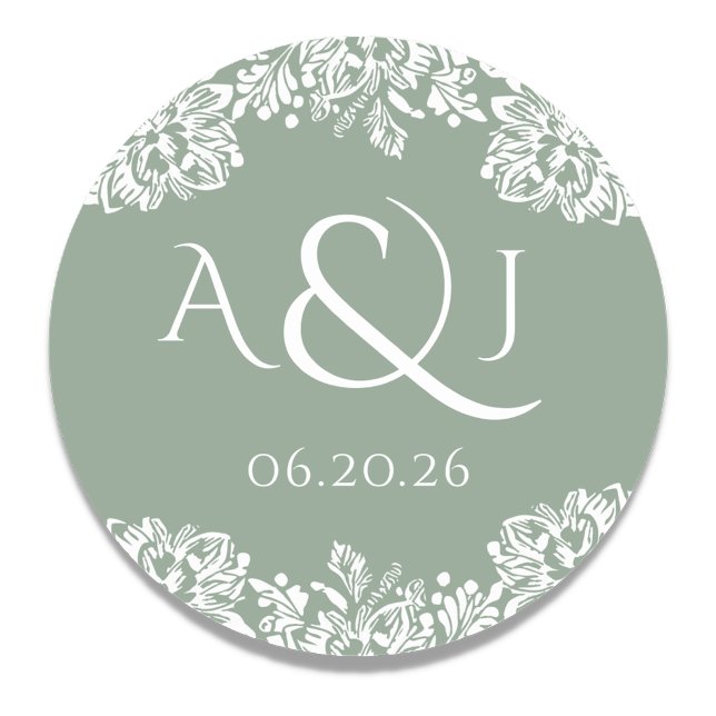Norwich Classic Wedding Monogram Runder Aufkleber (Von Creator hochgeladen)