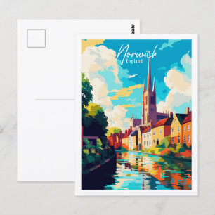 Norwich England Vintage Reise Postkarte