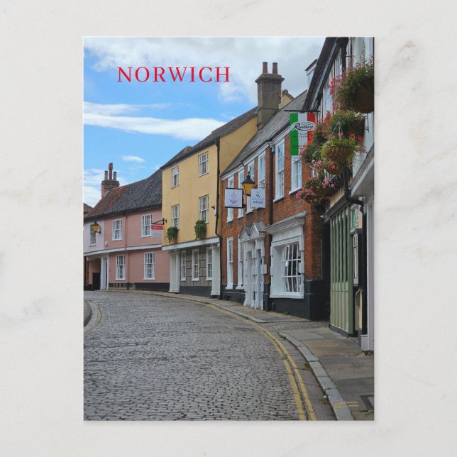 Norwich farbenfrohe Gebäude sehen Postkarte (Vorderseite)