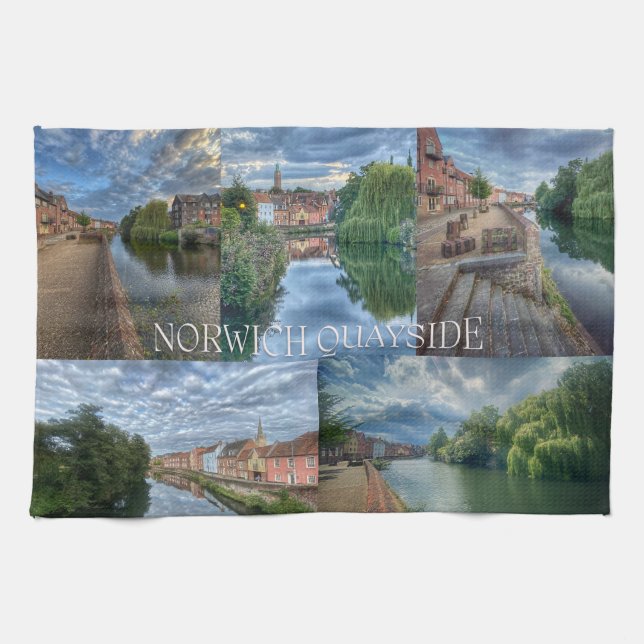 Norwich Quayside, Norfolk Geschirrtuch (Horizontal)