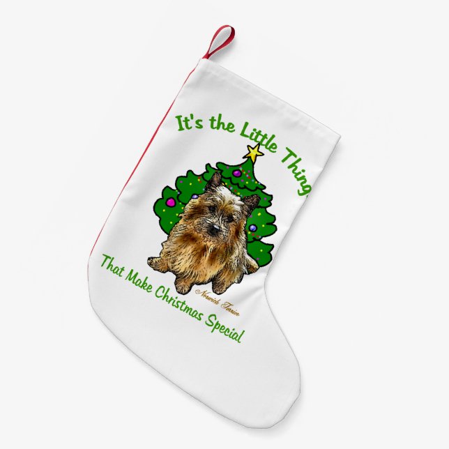 Norwich Terrier Christmas Kleiner Weihnachtsstrumpf (Vorderansicht (hängend))