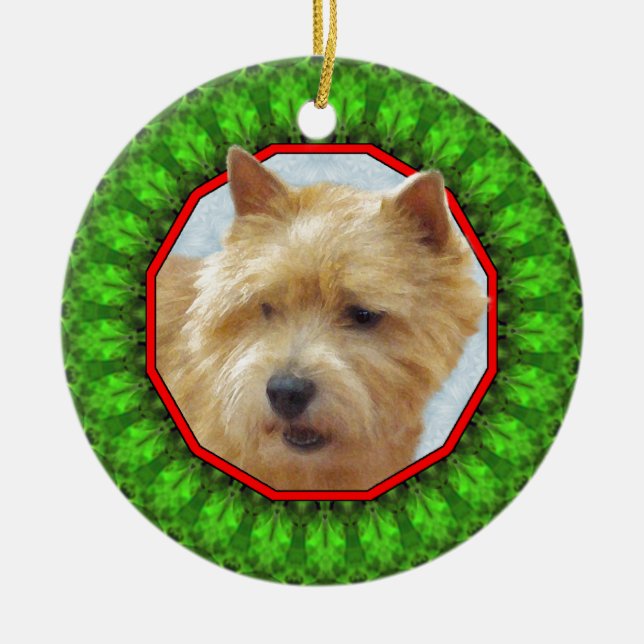 Norwich Terrier glückliches Howliday Keramikornament (Vorne)