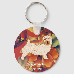 Norwich Terrier - Herbstblumen-Design Schlüsselanhänger