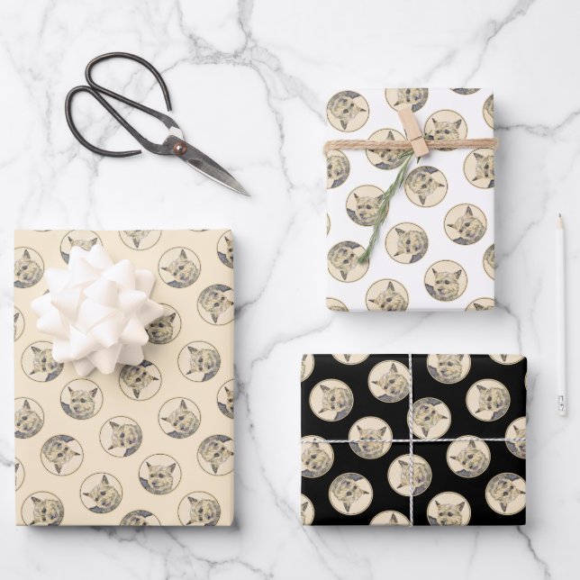 Norwich Terrier Malerei Niedlich Original Haustier Geschenkpapier Set (Vorderseite)