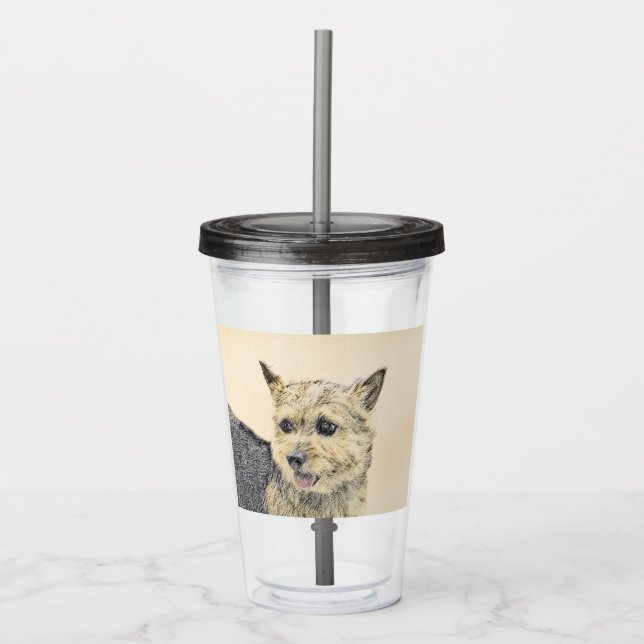 Norwich Terrier Painting - Niedliche Original Dog  Acryltrinkbecher (Vorderseite)