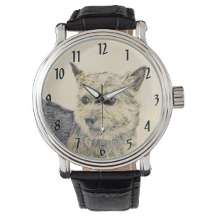 Norwich Terrier Painting - Niedliche Original Dog  Armbanduhr