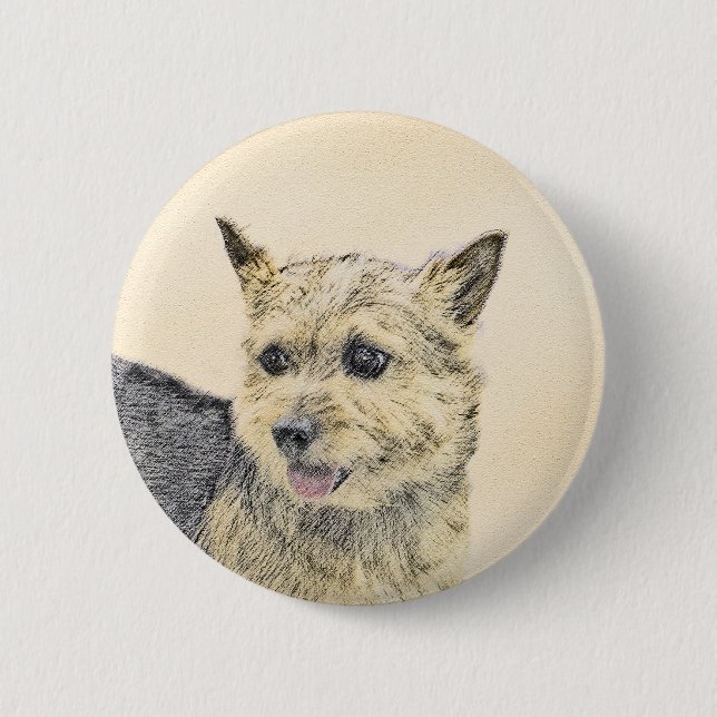 Norwich Terrier Painting - Niedliche Original Dog  Button (Vorderseite)