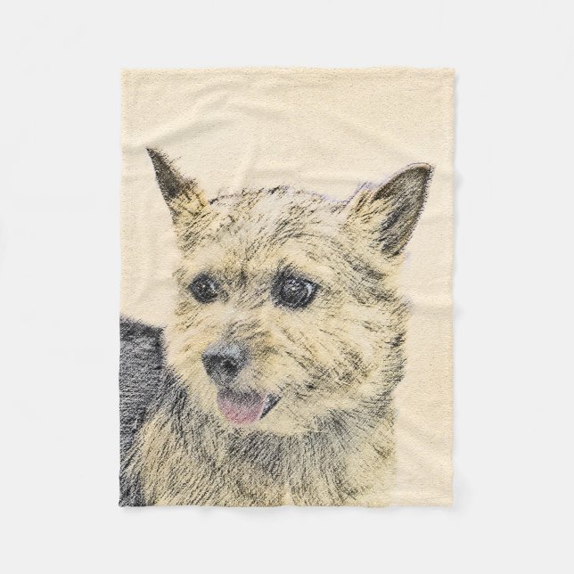 Norwich Terrier Painting - Niedliche Original Dog  Fleecedecke (Vorderseite)