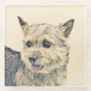 Norwich Terrier Painting - Niedliche Original Dog Glasuntersetzer
