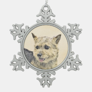 Norwich Terrier Painting - Niedliche Original Dog Schneeflocken Zinn-Ornament