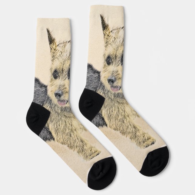 Norwich Terrier Painting - Niedliche Original Dog  Socken (Rechts)