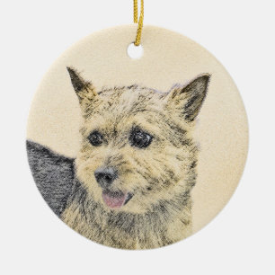 Norwich Terrier Painting - Niedliche Original Hund Keramik Ornament