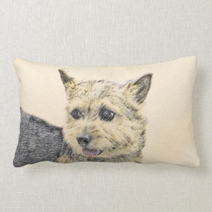 Norwich Terrier Painting - Niedliche Original Hund Lendenkissen