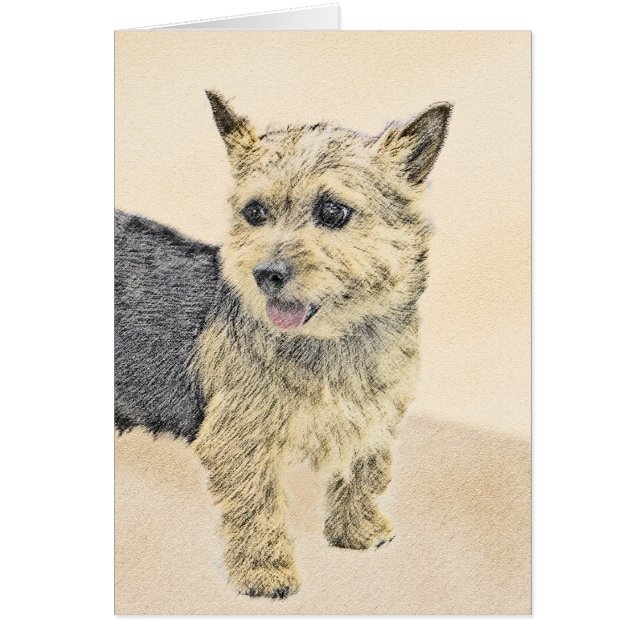 Norwich Terrier Peinture - Cute Original Chien Art (Devant)