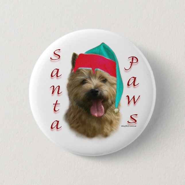 Norwich Terrier Santa Paws Button (Vorderseite)