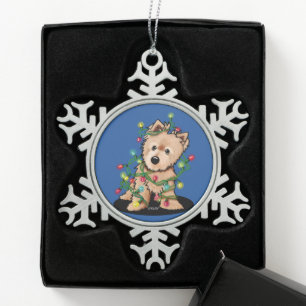 Norwich Terrier Schneeflocken Zinn-Ornament