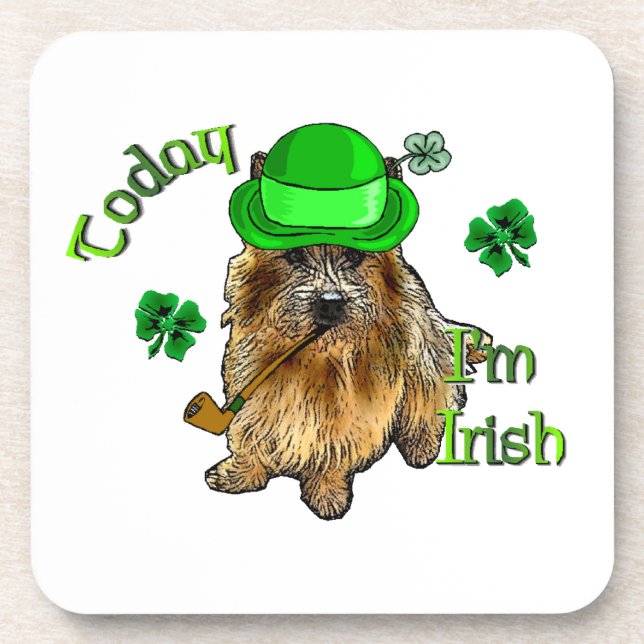 Norwich Terrier St Patricks Getränkeuntersetzer (Vorderseite)