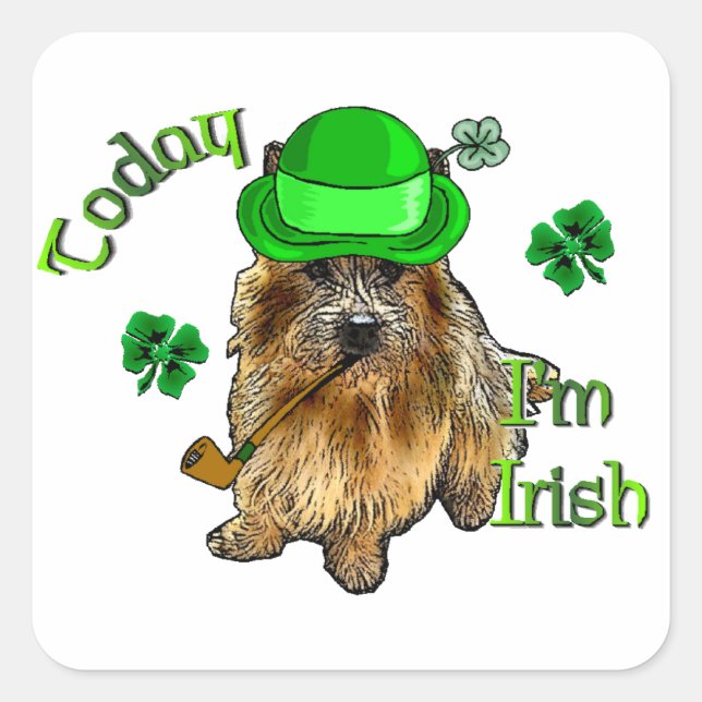 Norwich Terrier St Patricks Quadratischer Aufkleber (Vorderseite)