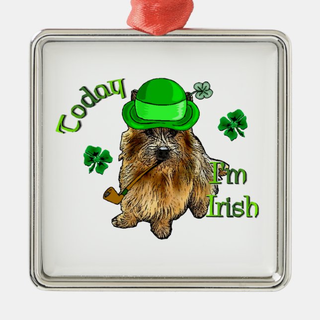 Norwich Terrier St Patricks Silbernes Ornament (Vorne)