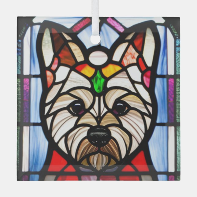 Norwich Terrier "Stached Glass" Ornament Aus Glas (Vorderseite)