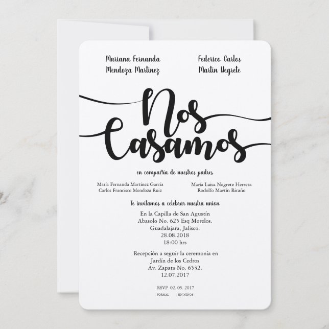 NOS CASAMOS SPANISH WEDDIN EINLADUNG (Vorderseite)