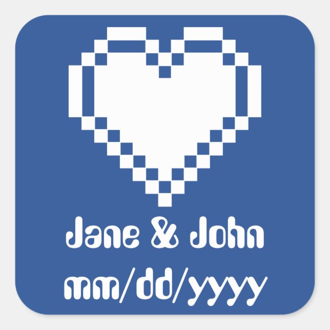 Nos Coeurs 8 bits en Sticker Bleu (Devant)