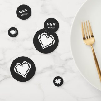 Nos Coeurs 8 bits en Table Noire Confetti