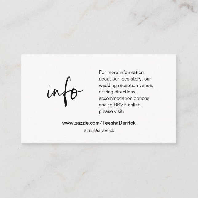 Nos détails de mariage, site Web, RSVP, Carte de b (Devant)