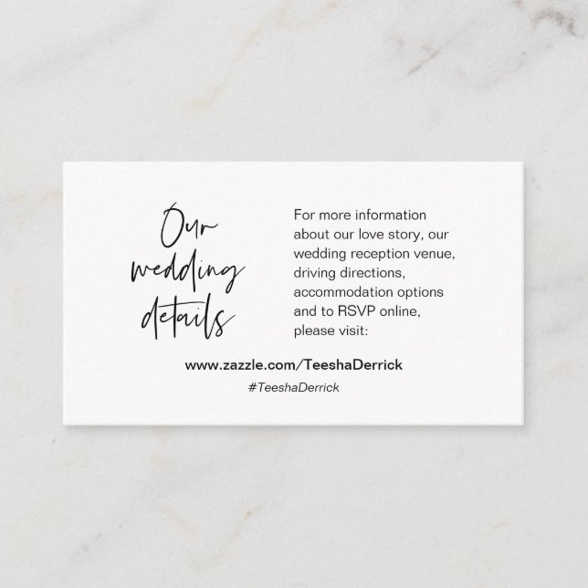 Nos détails de mariage, site Web, RSVP, Carte de b (Devant)