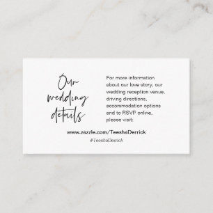 Nos détails de mariage, site Web, RSVP, Carte de b