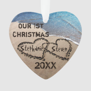 Nos Deux Coeurs De Noël Dans L'Ornement Du Sable
