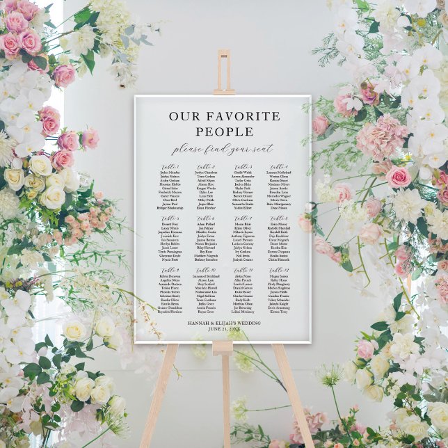 Nos gens préférés Acrylique Mariage carte de siège (Our Favorite People Acrylic Wedding Seating Chart
)