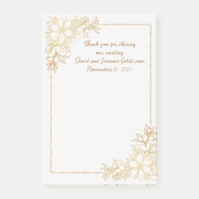 Nos notes de mariage Post-It en guise de cadeaux d (Devant)