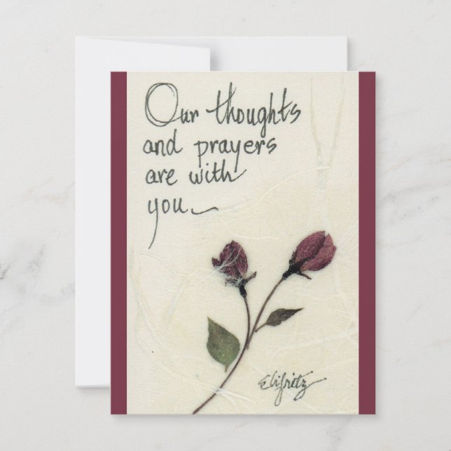 Nos pensées et nos prières disant roses carte de n (Devant)