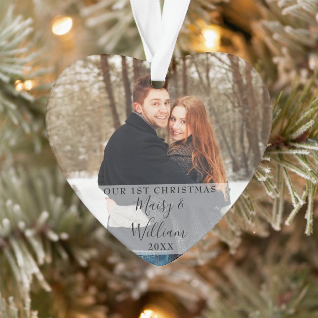 Nos premières photos de Noël Couple Script Coeur (Arbre)