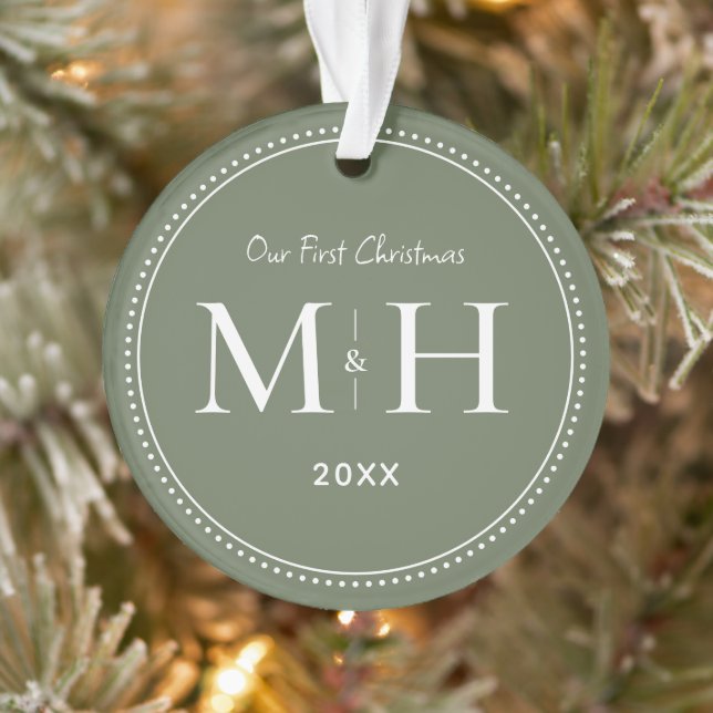 Nos premiers noël nouveaux mariés Monogram Sage Gr (Arbre)