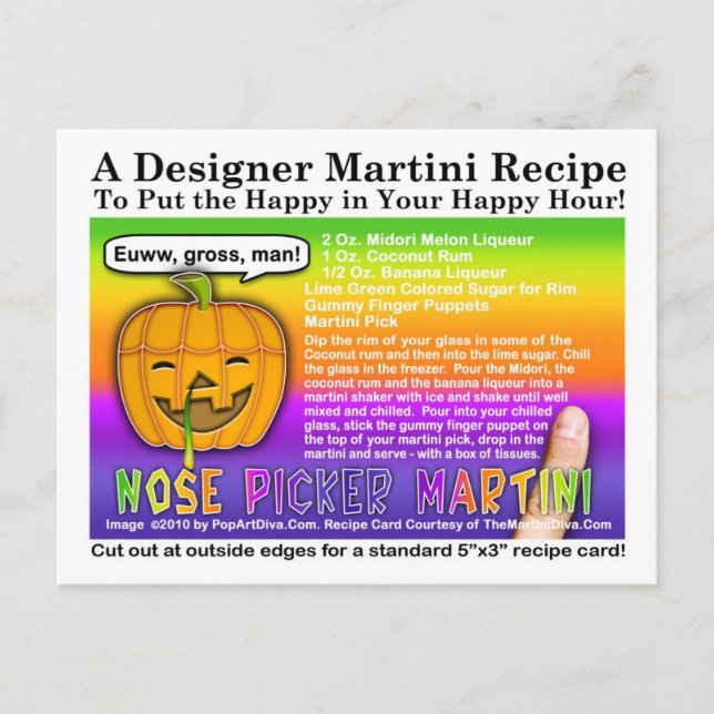 Nose Picker Halloween Martini Rezept Postkarte (Vorderseite)
