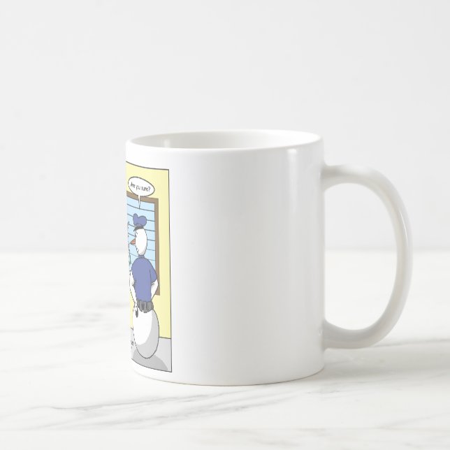 Noseless Snowman Bunny Suspting Geschenke & T-Shir Kaffeetasse (Rechts)