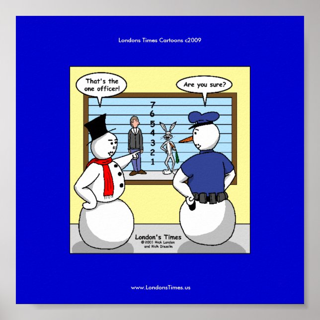 Noseless Snowman Bunny Verdächtiger Funny Poster (Vorne)