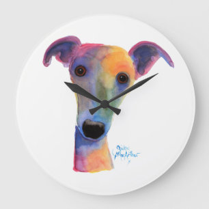 Nosey Dog ' Pansy ' by Shirley MacArthur Große Wanduhr