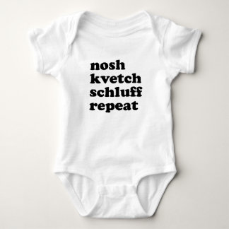 Nosh Kvetch Schluff Repeat Unisex Yiddish Baby Strampler