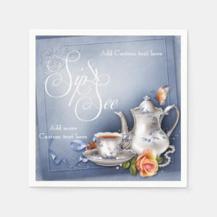 Nostalgic Blue Tea Time Sip & See Baby Party Napki Serviette
