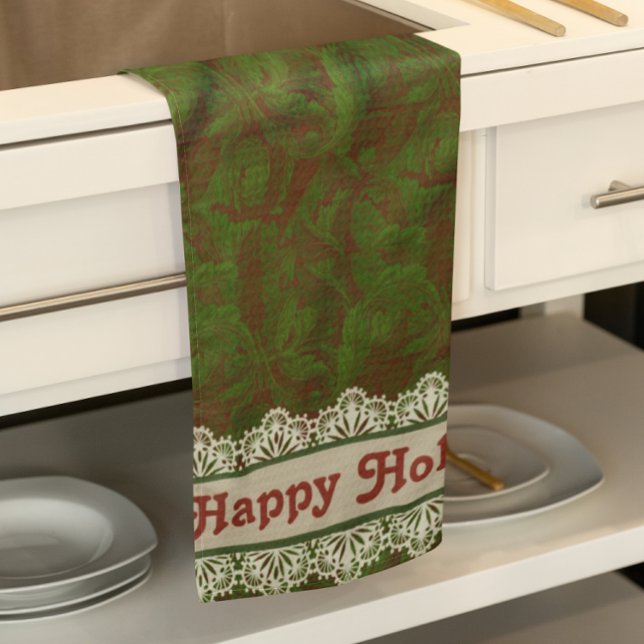 Nostalgic Classic William Morris Gold Holiday Geschirrtuch (Personalize this cute kitchen towel.)