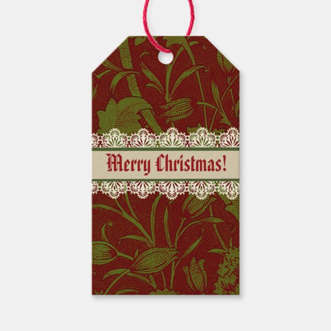 Nostalgic Classic William Morris Red Holiday Geschenkanhänger (Vorderseite)