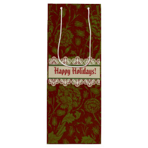 Nostalgic Classic William Morris Red Holiday Geschenktüte Für Weinflaschen