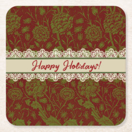 Nostalgic Classic William Morris Red Holiday Rechteckiger Pappuntersetzer