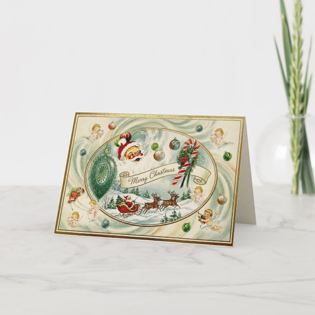 Nostalgic Kitschmas  Feiertagskarte (Vorderseite)