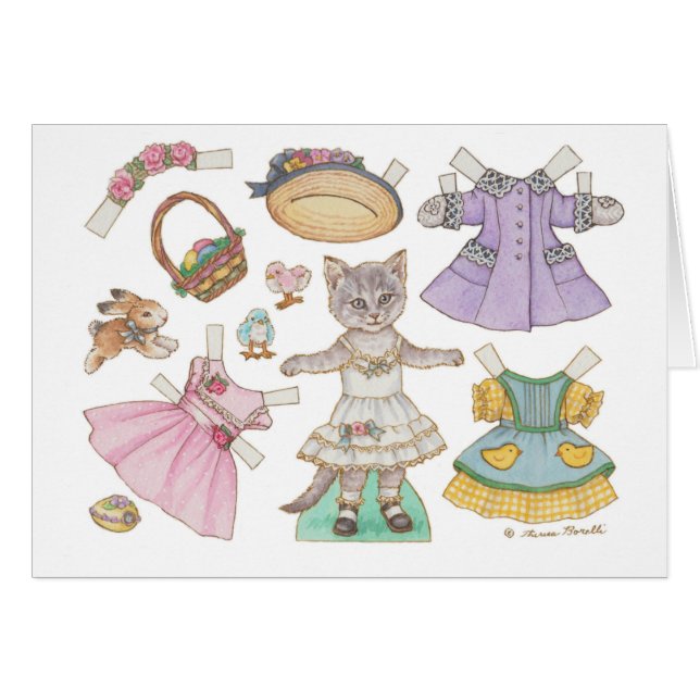 Nostalgic Kitty Cat Osterzeitung Doll Card (Vorderseite (Horizontal))